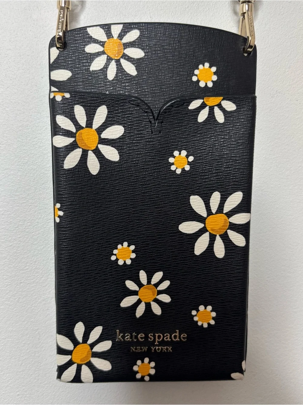 Kate Spade New York Spencer Daisy Dots Slim Crossbody Phone Bag Logo Gold